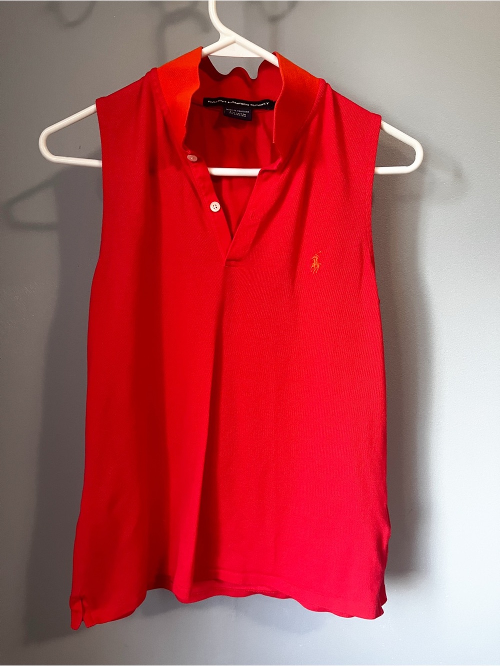 Ralph Lauren Red and Orange Sleeveless Polo Tank with Embroidered Pony